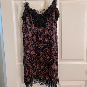 Zara Black Floral Lace Trim Slip-on Dress